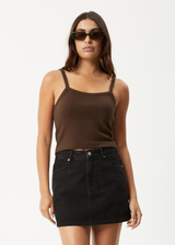 AFENDS Womens Taylor - Rib Singlet - Coffee - Afends womens taylor   rib singlet   coffee