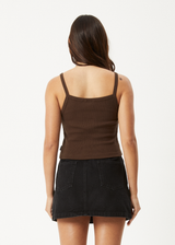 AFENDS Womens Taylor - Rib Singlet - Coffee - Afends womens taylor   rib singlet   coffee