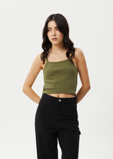 AFENDS Womens Taylor - Rib Singlet - Military - Afends womens taylor   rib singlet   military