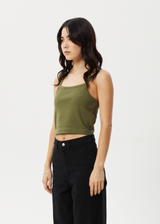 AFENDS Womens Taylor - Rib Singlet - Military - Afends womens taylor   rib singlet   military