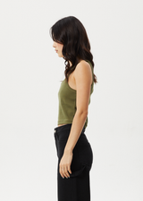 AFENDS Womens Taylor - Rib Singlet - Military - Afends womens taylor   rib singlet   military
