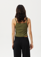 AFENDS Womens Taylor - Rib Singlet - Military - Afends womens taylor   rib singlet   military