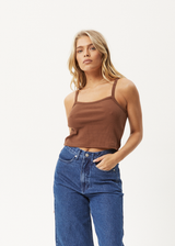 AFENDS Womens Taylor - Rib Singlet - Toffee - Afends womens taylor   rib singlet   toffee