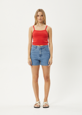 AFENDS Womens Taylor - Rib Singlet - Tomato - Afends womens taylor   rib singlet   tomato