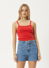 AFENDS Womens Taylor - Rib Singlet - Tomato - Afends womens taylor   rib singlet   tomato