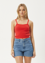 AFENDS Womens Taylor - Rib Singlet - Tomato - Afends womens taylor   rib singlet   tomato