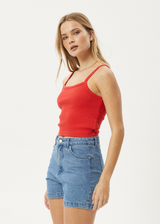 AFENDS Womens Taylor - Rib Singlet - Tomato - Afends womens taylor   rib singlet   tomato