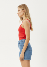 AFENDS Womens Taylor - Rib Singlet - Tomato - Afends womens taylor   rib singlet   tomato