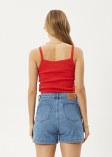 AFENDS Womens Taylor - Rib Singlet - Tomato - Afends womens taylor   rib singlet   tomato
