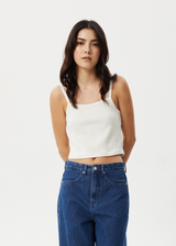 AFENDS Womens Taylor - Rib Singlet - White - Afends womens taylor   rib singlet   white