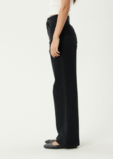 AFENDS Womens Bella - Denim Wide Leg Baggy Jean - Washed Black - Afends womens bella   denim wide leg baggy jean   washed black