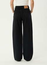 AFENDS Womens Bella - Denim Wide Leg Baggy Jean - Washed Black - Afends womens bella   denim wide leg baggy jean   washed black