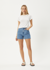 AFENDS Womens Seventy Threes - Denim Short - Stone Blue - Afends womens seventy threes   denim short   stone blue