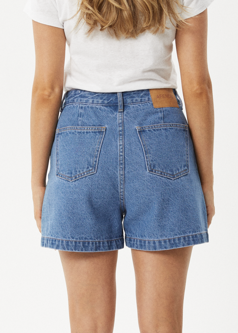 AFENDS Womens Seventy Threes - Denim Short - Worn Blue