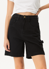 AFENDS Womens Emilie - Denim Workwear Short - Washed Black - Afends womens emilie   denim workwear short   washed black