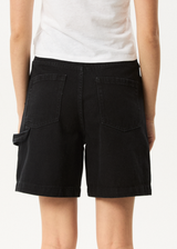 AFENDS Womens Emilie - Denim Workwear Short - Washed Black - Afends womens emilie   denim workwear short   washed black
