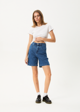 AFENDS Womens Emilie - Denim Workwear Short - Authentic Blue - Afends womens emilie   denim workwear short   authentic blue