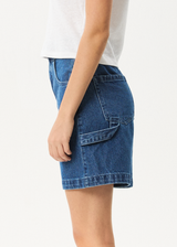 AFENDS Womens Emilie - Denim Workwear Short - Authentic Blue - Afends womens emilie   denim workwear short   authentic blue