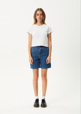 AFENDS Womens Emilie - Denim Workwear Short - Authentic Blue - Afends womens emilie   denim workwear short   authentic blue