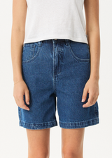 AFENDS Womens Emilie - Denim Workwear Short - Authentic Blue - Afends womens emilie   denim workwear short   authentic blue