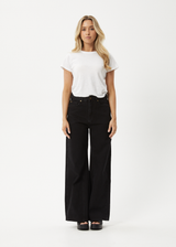 AFENDS Womens Gigi - Denim Flared Jean - Washed Black - Afends womens gigi   denim flared jean   washed black