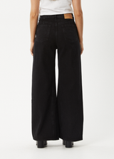 AFENDS Womens Gigi - Denim Flared Jean - Washed Black - Afends womens gigi   denim flared jean   washed black