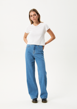 AFENDS Womens Bella - Denim Wide Leg Baggy Jean - Worn Blue - Afends womens bella   denim wide leg baggy jean   worn blue