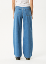 AFENDS Womens Bella - Denim Wide Leg Baggy Jean - Worn Blue - Afends womens bella   denim wide leg baggy jean   worn blue