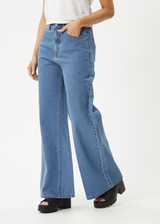 AFENDS Womens Gigi - Denim Flared Jean - Worn Blue - Afends womens gigi   denim flared jean   worn blue