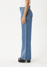 AFENDS Womens Gigi - Denim Flared Jean - Worn Blue - Afends womens gigi   denim flared jean   worn blue