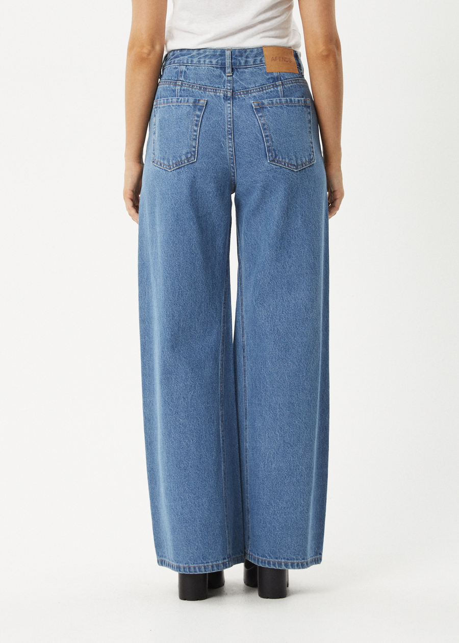 AFENDS Womens Gigi - Denim Flared Jean - Worn Blue