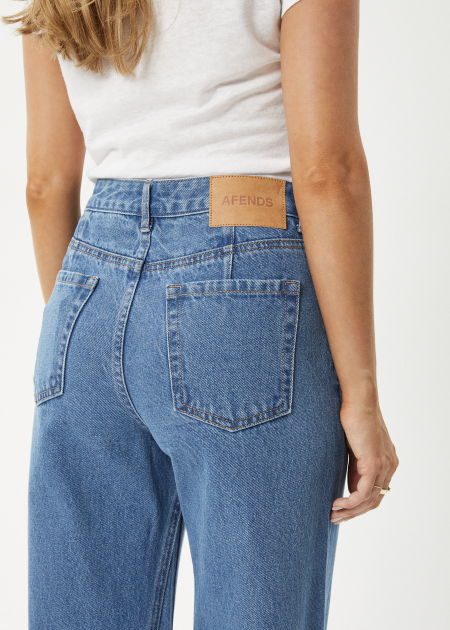 AFENDS Womens Gigi - Denim Flared Jean - Worn Blue