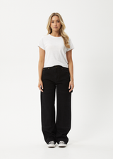 AFENDS Womens Moss - Denim Workwear Jean - Washed Black - Afends womens moss   denim workwear jean   washed black