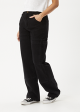 AFENDS Womens Moss - Denim Workwear Jean - Washed Black - Afends womens moss   denim workwear jean   washed black