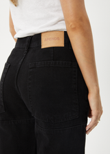 AFENDS Womens Moss - Denim Workwear Jean - Washed Black - Afends womens moss   denim workwear jean   washed black