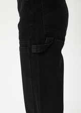 AFENDS Womens Moss - Denim Workwear Jean - Washed Black - Afends womens moss   denim workwear jean   washed black