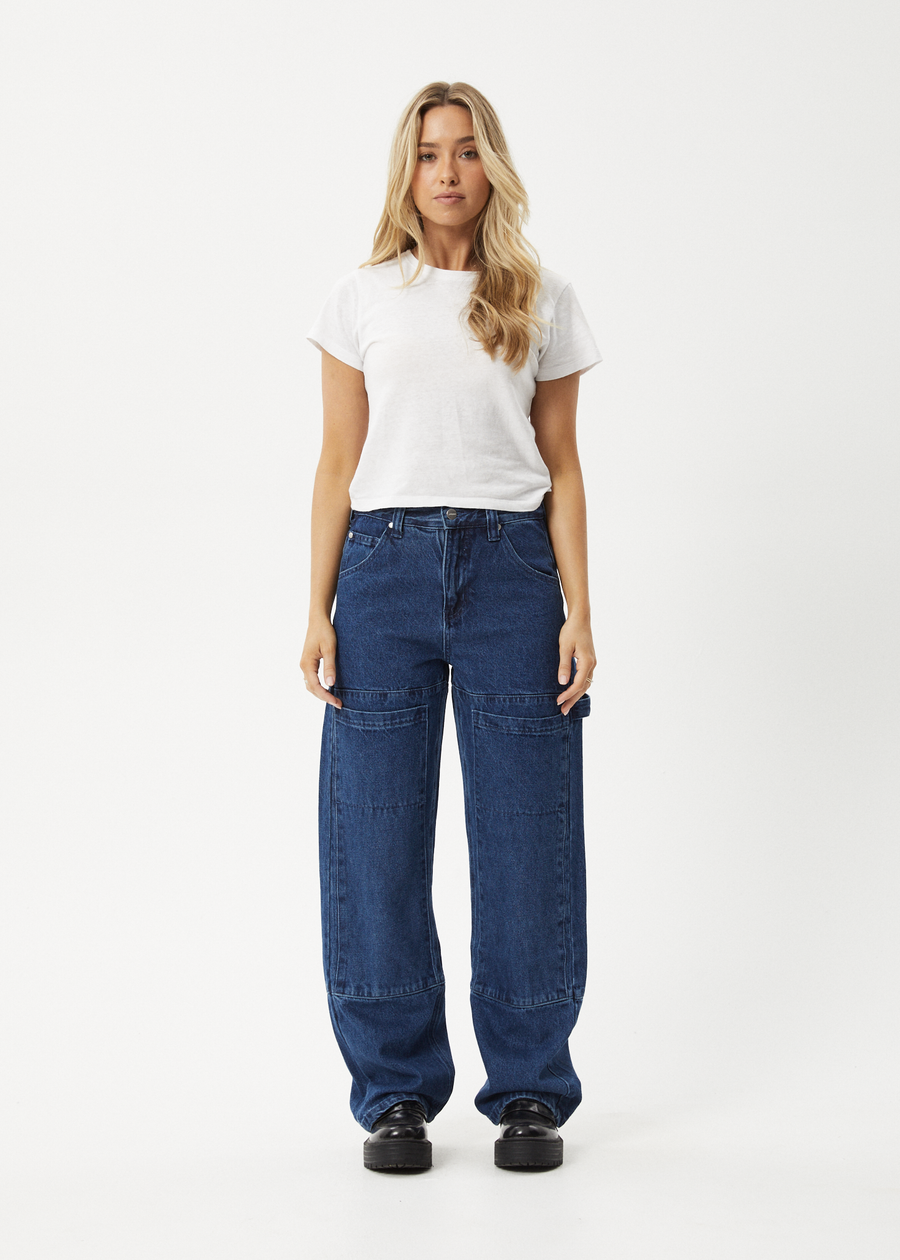 AFENDS Womens Moss - Denim Workwear Jean - Authentic Blue