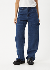 AFENDS Womens Moss - Denim Workwear Jean - Authentic Blue - Afends womens moss   denim workwear jean   authentic blue