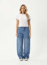 AFENDS Womens Moss - Denim Workwear Jean - Worn Blue - Afends womens moss   denim workwear jean   worn blue