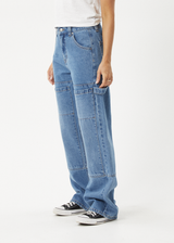 AFENDS Womens Moss - Denim Workwear Jean - Worn Blue - Afends womens moss   denim workwear jean   worn blue