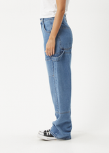 AFENDS Womens Moss - Denim Workwear Jean - Worn Blue - Afends womens moss   denim workwear jean   worn blue