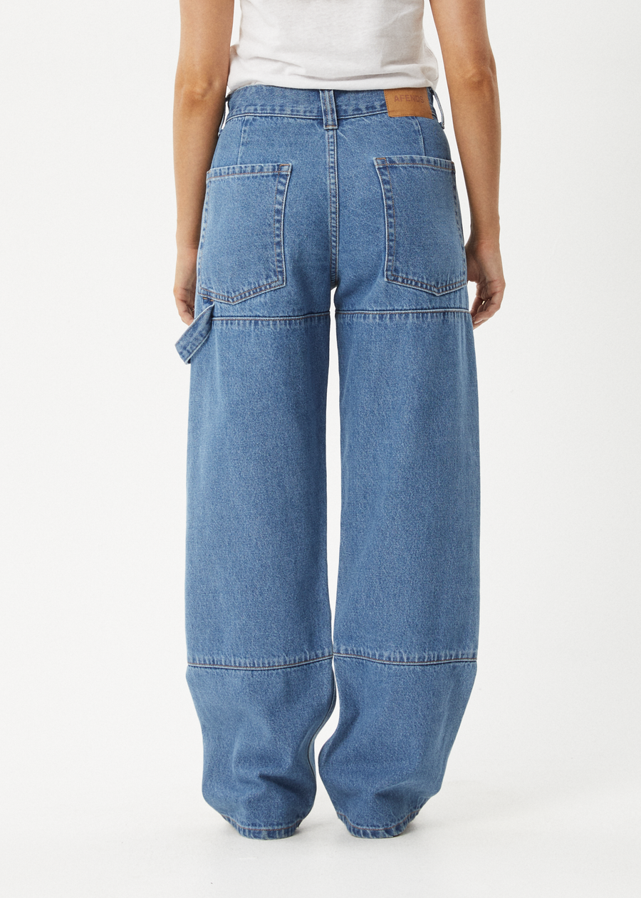 AFENDS Womens Moss - Denim Workwear Jean - Worn Blue