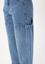 AFENDS Womens Moss - Denim Workwear Jean - Worn Blue - Afends womens moss   denim workwear jean   worn blue