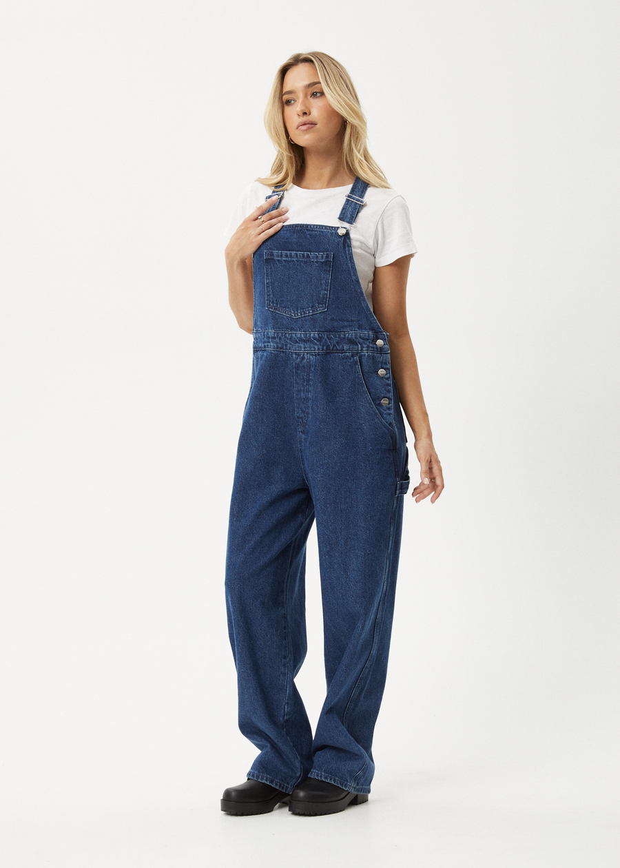 AFENDS Womens Louis - Denim Oversized Overall - Authentic Blue