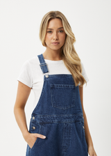 AFENDS Womens Louis - Denim Oversized Overall - Authentic Blue - Afends womens louis   denim oversized overall   authentic blue