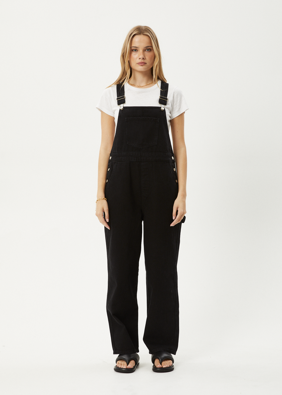AFENDS Womens Louis - Denim Oversized Overall - Washed Black
