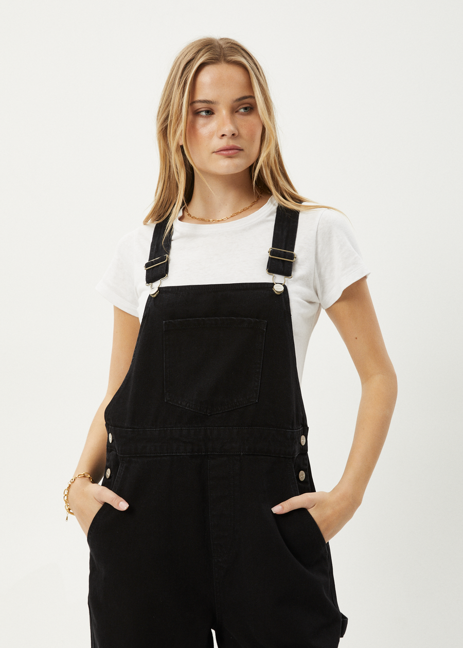AFENDS Womens Louis - Denim Oversized Overall - Washed Black