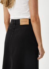 AFENDS Womens Chichi - Denim Midi Skirt - Washed Black - Afends womens chichi   denim midi skirt   washed black 