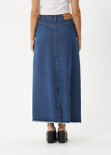 AFENDS Womens Chichi - Denim Midi Skirt - Authentic Blue - Afends womens chichi   denim midi skirt   authentic blue