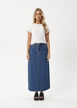 AFENDS Womens Chichi - Denim Midi Skirt - Authentic Blue - Afends womens chichi   denim midi skirt   authentic blue 